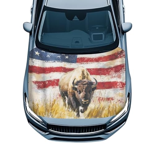 Image of Car Hood Cover,Breathable Soft Car Hood Cover Protector Suitable Most Automotive Sedans Trucks Pickup Sports Cars,Car Accessories Cow Flag Print