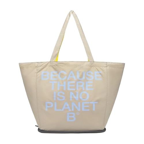 ECOALF Bolsa Tote Pacho Bag, Plegable, Poliéster Reciclado, 37x55x22 cm, Estampado 'Because There Is No Planet B' (Bleached Sand) ECOALF Bolsa Tote Pacho Bag, Plegable, Poliéster Reciclado, 37x55x22 cm, Estampado 'Because There Is No Planet B' (Bleached Sand)