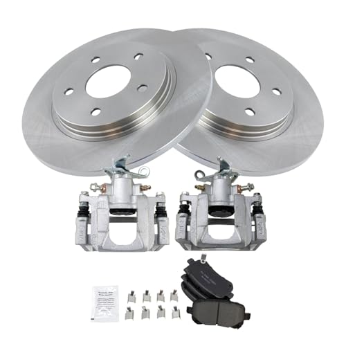 Image of TRQ Rear Brake Pad and Rotor Set Ceramic Rotors Calipers