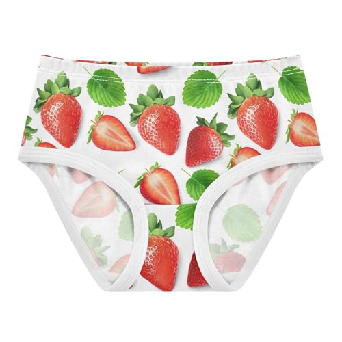 Strawberries Green Leaves White Girls Underwear Toddlers 2t Cotton Cute Panties Girl Animal Briefs Kids Undies