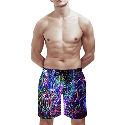 Yaxinduobao Short de bain psychédélique psychédélique pour homme à séchage rapide, Couleur 1, L – vue 3