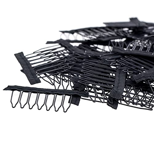 SWACC 100 peines para pelucas metálicos 7 dientes negros miniatura 6