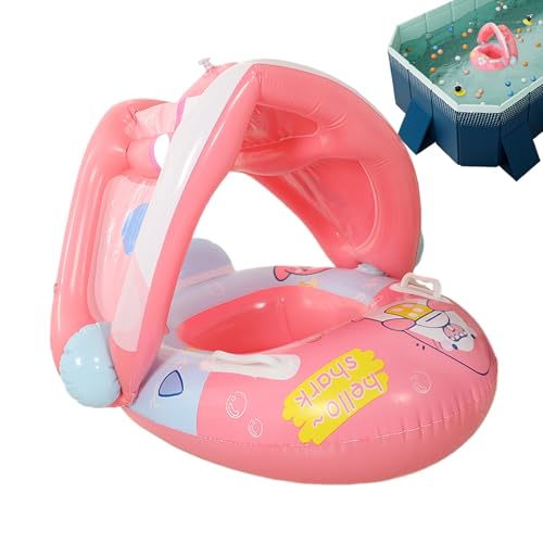 Flotador de piscina para bebé, tubo de piscina para bebé con toldo, protección solar, anillo de agua para niños y niñas de 6 a 36 meses, verano, clima cálido, fiesta al aire libre, playa