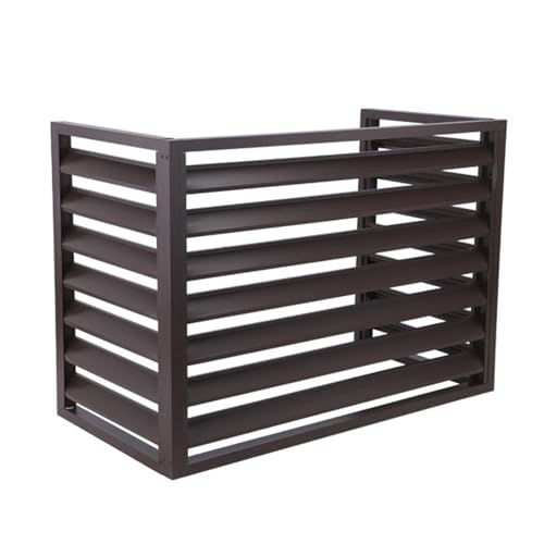 Aluminum Air Conditioner and Heat Pump Cover, 3 Panels Mini Split Air Conditioner Fence Screen for Outside Units, Noise Reduction AC Unit Cover,100x70x50cm, Brown
