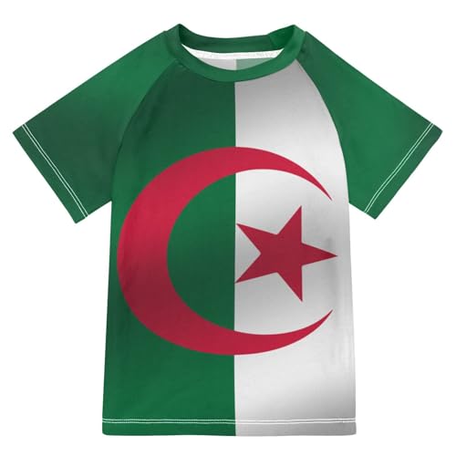 Aflyko Patriot Kid Rashguard Shirt Flag of Algeria Boys Girls Swimsuit Top