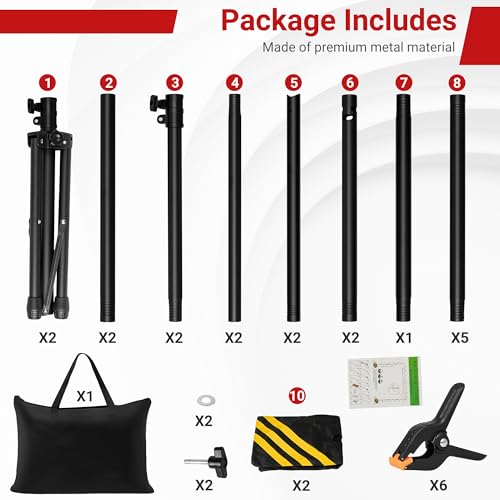 10x6.5 FT Backdrop Stand for Parties, Adjustable Photo Backdrop Stand Kit with Carrying Bag, Portable Background Stand Backdrop for Wedding, Photoshoot, and Photo Studio by JSungo - Used condition - Image 6