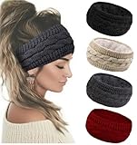 Huachi Winter Headbands for Women Ear Warmers, Warm Headbands for Women Winter Accessories, Cold Weather Headband for Women's Hair Fleece Lining Headband Christmas Gifts