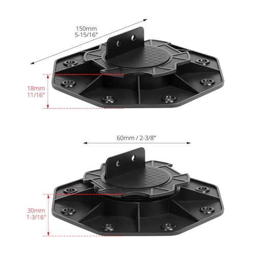 QWORK® 10 Stück Stelzlager Höhenverstellbar 18-30 mm für Terrassenplatten, Passend für Holz, WPC und Aluminium Terrassen Terrassendielen