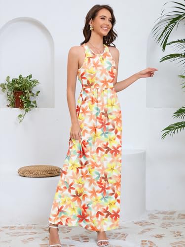 Image of DEARCASE Women's Sleeveless Summer Maxi Dress with Pockets,Beach,Vacation