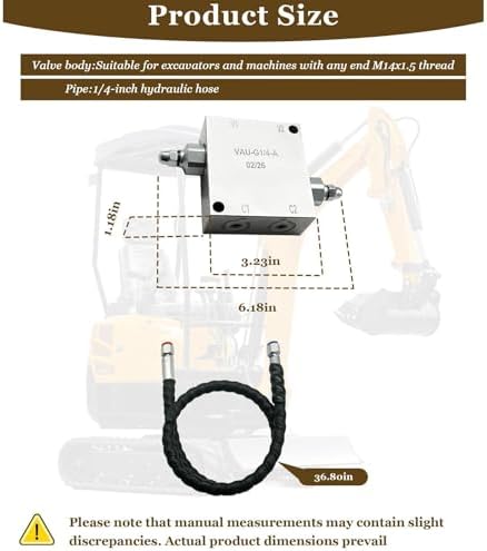 Amagogo Mini Excavator Cushion Valve Kit M14x1.5 Threaded Ends Accessory Sturdy High Spare Part Steel — view 2