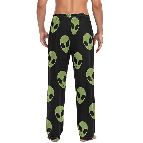 Green Aliens Head Pajama Pants Martian Outer Space Men's Pajama Bottoms Lounge Sleepwear PJs Casual Sleep Pants XL2