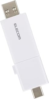 Elecom 宜丽客 USB存储器 支持USB5Gbps滑动式 Type-C&Type-A两种使用 32GB 白色 MF-WSAU3032GWH