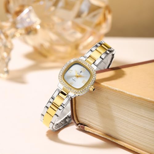 Image of London Fog Ave Maria Collection Analog Watch for Women with Square Dial, Crystal Studded Bezel Roman Numeral Markers and Stainless Steel Strap - LFW20004