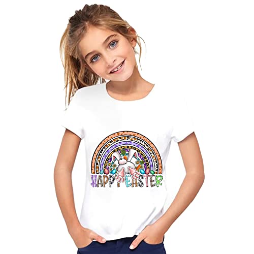 Toddler Boy Easter Basket Toddler Boys Girls Short Sleeve Easter Cartoon 𝚁abbit Printed Kids Tops T Shirt