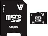V7 8GB MicroSDHC Class 4 Flash Memory Card with SD Adapter (VAMSDH8GCL4R-1N),Black