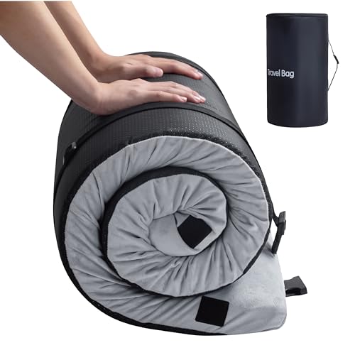 EGO Roll up Single Small Mattress Memory Foam CertiPUR-US Certified, Roll Up Floor Mattress Mat for Camping, Car Mattress Sleeping Pad, Portable with Travel Bag