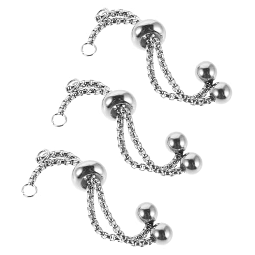 Lurrose 3piezas Cadena Ajustable De Acero Inoxidable Para Pulsera Con Extremos Esféricos Extensor Para Joyería Cadena Deslizante Metálica Para Pulsera