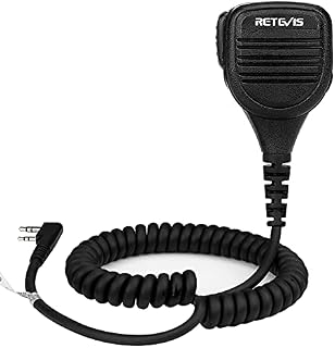 Retevis RS112 Walkie Talkie Handheld Speaker Mic IP54 Waterproof Mic Compatible with Two Way Radio Retevis RT24 RT27 RT28 RT619 RT622 Baofeng UV5R Kenwood 3.5mm Audio Jack Remote Speaker Mic (1 Pcs)