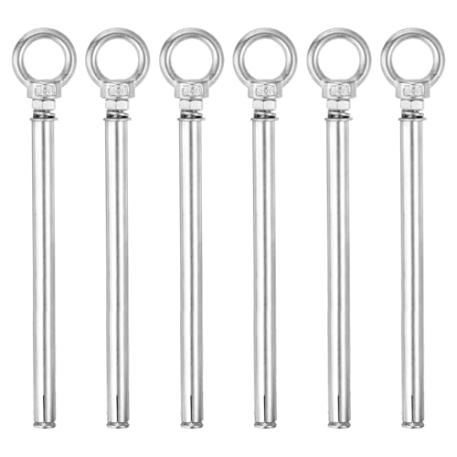 Image of uxcell Ring Lifting Expansion Eyebolt, 6pcs M6x150mm 304 Stainless Steel Expansion Screw with Eye Ring for Concrete Brick Wall