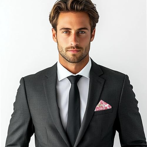 Image of Floral Pocket Squares for Men with Holder Printed Flower Mens Handkerchief Cotton Suit Pocket Hanky for Wedding