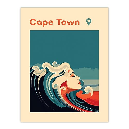 Artery8 The Seaside Calls Cape Town Beach South Africa Modern Woman of the Waves Sea Siren Ocean Large Wall Art Poster Print Thick Paper 18X24 Inch
