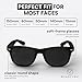 ShadyVEU Super Dark Black Lens Round Sunglasses UV Protection Spring Hinge Soft Matte Frame Fashion Shades