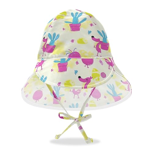 Fresh Cute Flamingos Dogs Peach Toddler Boy Girl Beach Hat Boys Beach Bucket Hats Girls Sun Protection Wide Brim Traveling Swim