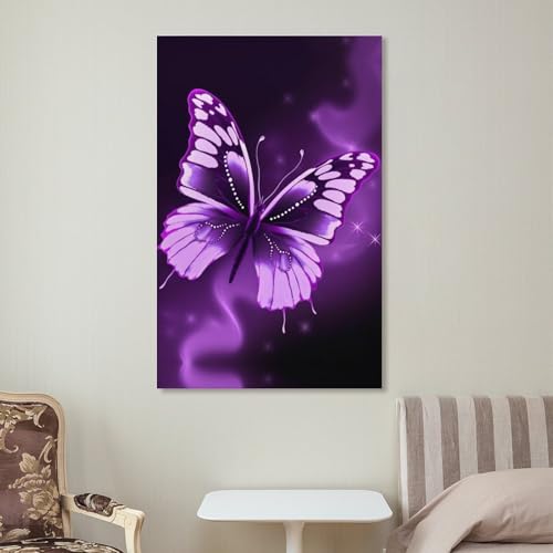 Toile murale encadrée papillon violet de haute qualité 40x60 - 7