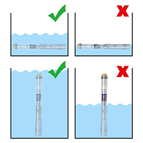 Foto von Randaco Tiefbrunnenpumpe 0,37 kW, Tiefbrunnenpumpe aus Edelstahl mit 20 m Verbindungskabel, Lieferhöhe Max.34 m, bis 4.000 L/h Fördermenge Brunnenpumpe Sandverträglich Tauchdruckpumpe 3,4 bar max