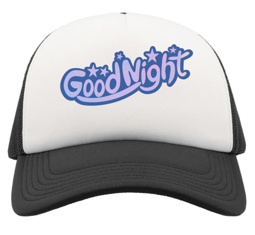 Good Night Blue Stars Logo Half Mesh Trucker Cap Baseball Hat Snapback Black