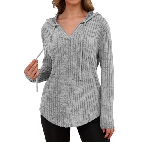 Juniors Long Sleeve Hoods Outfits for Women Crochet Striped Hooded Front Basic Fall Winter 2025 Fashion Y2K4