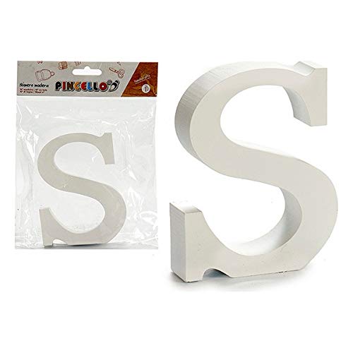 Pincello S3606990 Letra S Madera, Materiales Varios, Multicolor, Talla Única