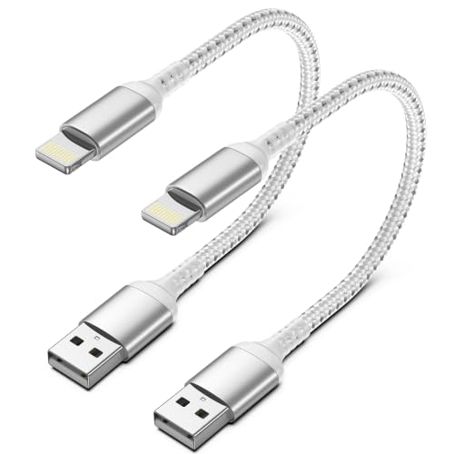 6 Inch Short iPhone Charger Cord, 2 Pack USB A to Lightning Cable 0.5 FT