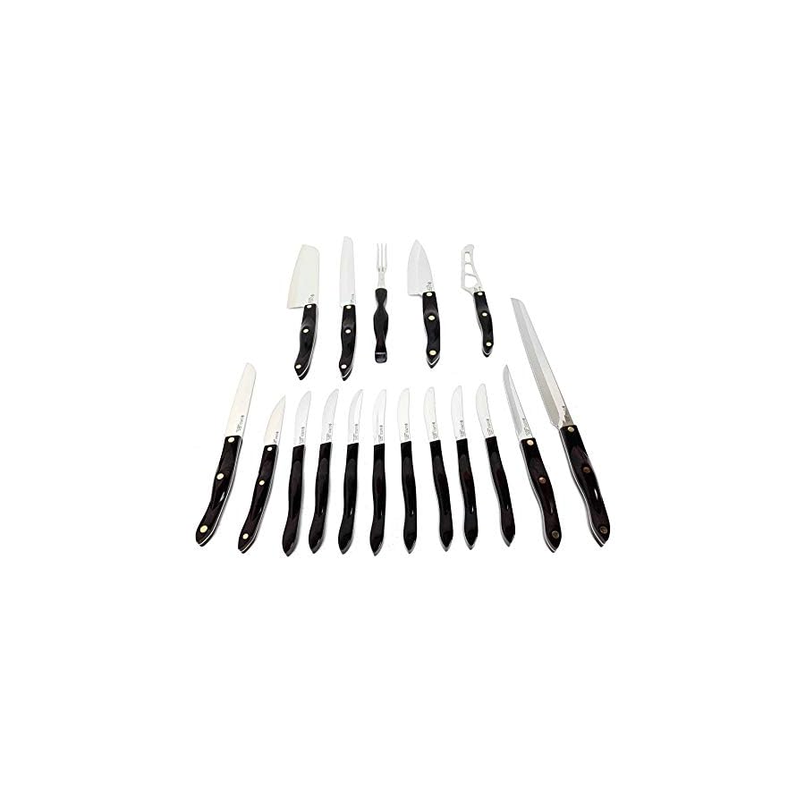 Cutco 19 Pc Kitchen Knife Set Cherry Wood Stand