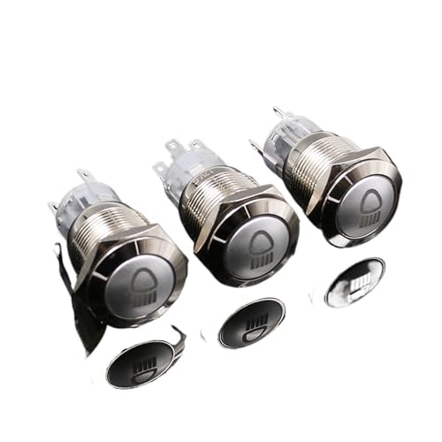 Interrupteur bouton-poussoir 19mm étanche LED verte 12V autobloquant - 4