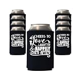 Veracco 12 Pack Cheers to Love Laughter and Happily Ever After Wedding Can Coolers for Bride and Groom Party Favors Bridal Shower Black