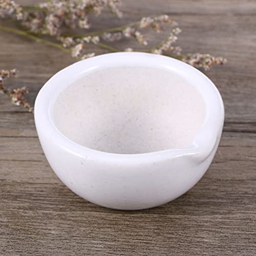 ULTECHNOVO Conjuntos 2 Almofariz E Pilão Medicina Moedor De Pedra de Porcelana Branca Pequena Tigela