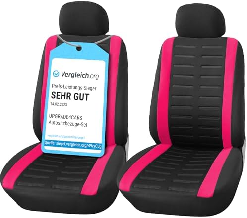 Upgrade4cars Autositzbezüge Set Vordersitze Pink Universal Schonbezüge | Für Fahrersitz & Beifahrer | passend für die meisten Fahrzeuge | Schützt die Autositze vor Abnutzung