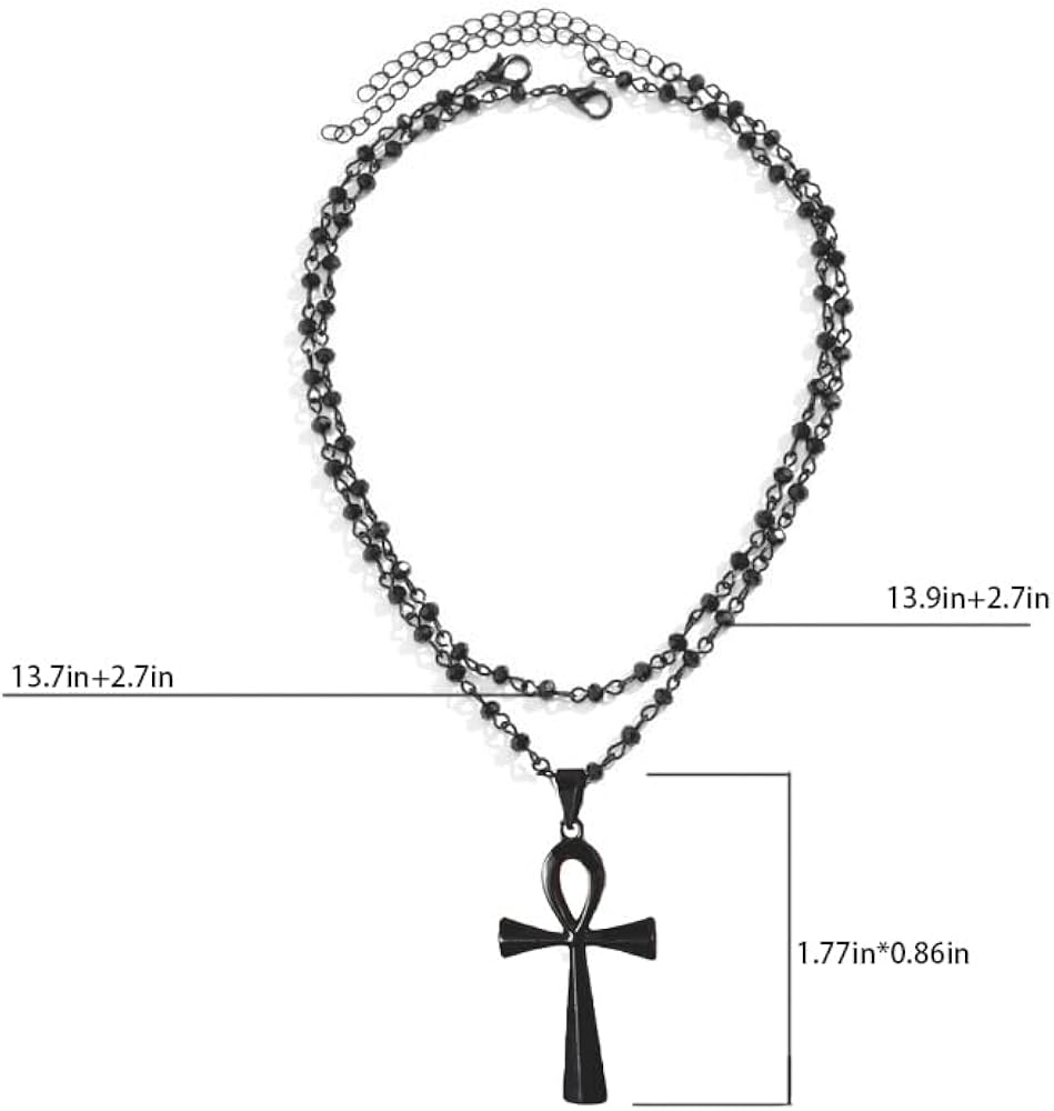Amazon.com: LINLINCHIC Gothic Bead Coptic Ankh Cross Necklace