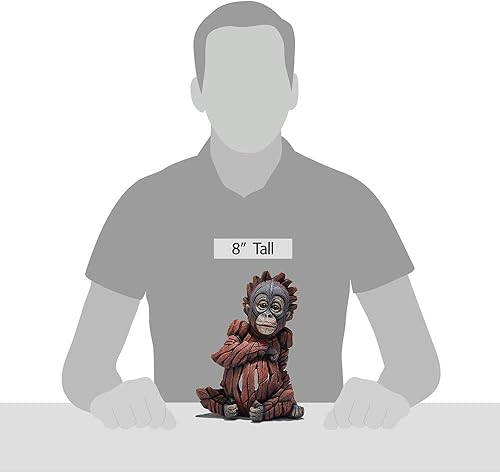 Miniatura 2 de Enesco Edge Sculpture Baby Orangutan - Figura de animal sentado, 7.875 pulgadas, naranja