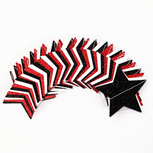 Image of Black White-Red Birthday Party-Decorations Garland - 62FT Twinkle Little Star Graduation Hanging Streamers Banner,Wedding Baby Shower Backdrop, Vampire Classroom Decor Supplies Hugtmr