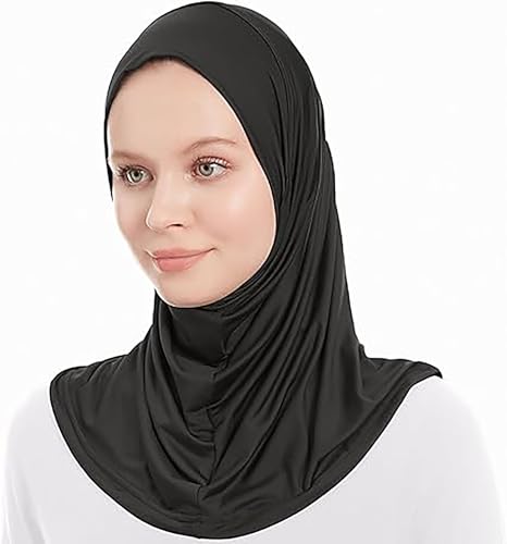 GoodTool Hijab with Chin Wrap for Women, Inner Under Scarf Hat Hijab Cap, Muslim Hijab Scarf for Daily Use (Black)