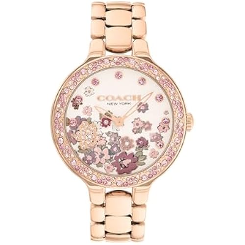 Coach Chelsea Women's 2H Quartz Watch - 36mm Stainless Steel Bracelet - Crystal-Set Bezel with Floral Design - Premium Fashion Timepiece - Gift for Her