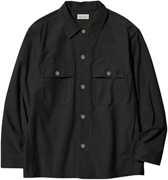 Palm Tree Crew Mens Long Sleeve Casual Button Down Overshirt Shacket with Flap Pockets