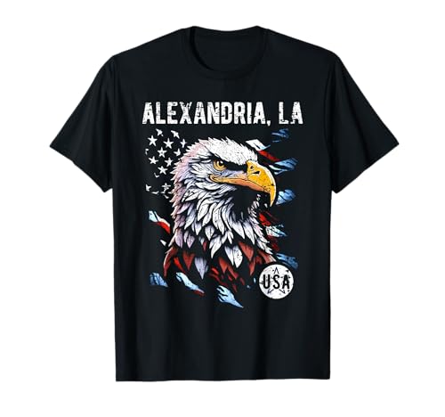 Bandera de Alexandria, LA Patriotic Eagle de EE. UU., diseño de estilo vintage Camiseta