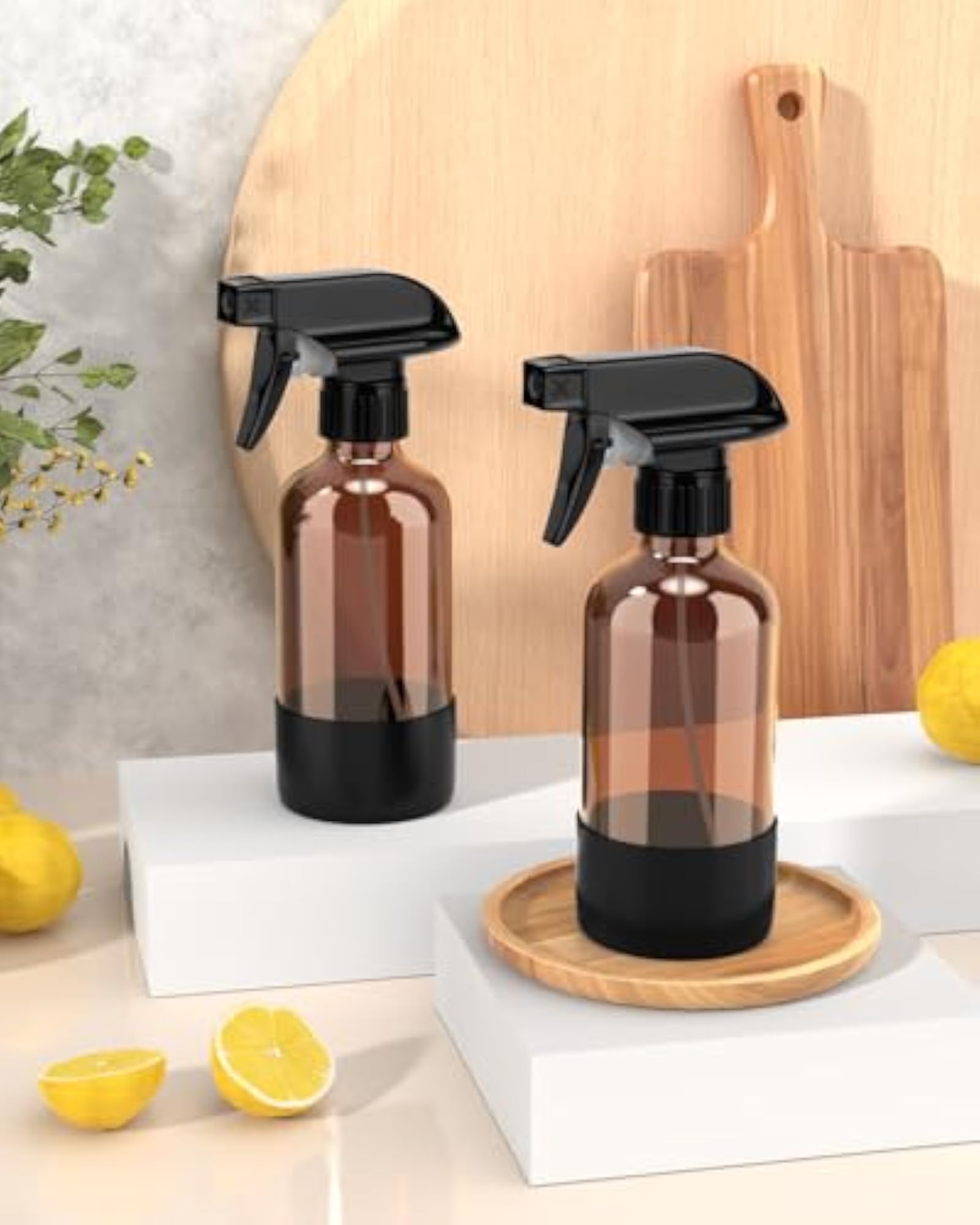 Glass Spray Bottle Set with Silicone Sleeve Protection