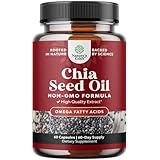 Chia Seed Oil Supplement for Weight Loss and Energy Natural Superfood Protein Metabolism Booster for Men and Women - Tryptophan Antioxidant Vitamins Omega 3 Fatty Acids 60 Servings per Container