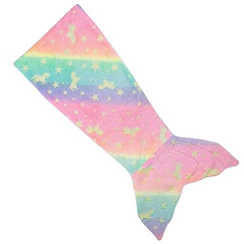 Mermaid Tail Blanket, Fleece Blanket with Rainbow Ombre Fish Scale Design, 100 × 50cm, Mermaid Tail, All-Seasons Snuggle