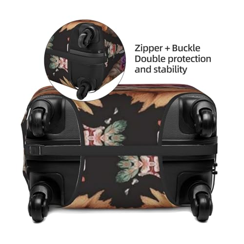 Yorkie Dog Floral Print Luggage Suitcase Covers Elastic Washable Luggage Protector Luggage Covers For Suitcase4