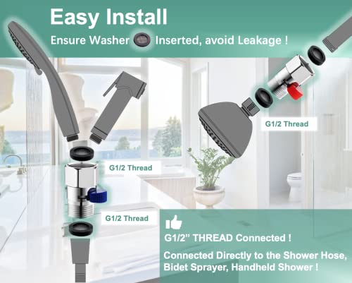 Arumur Brass Water Flow Control Shut-Off Valve,Adjust Flow Rate,Reduce Water Volume,Water Pressure Regulator & Flow Restrictor For Rain Shower Head,Handle Shower,Handheld Bidet Sprayer,Shower Arm&Hose #TOP5